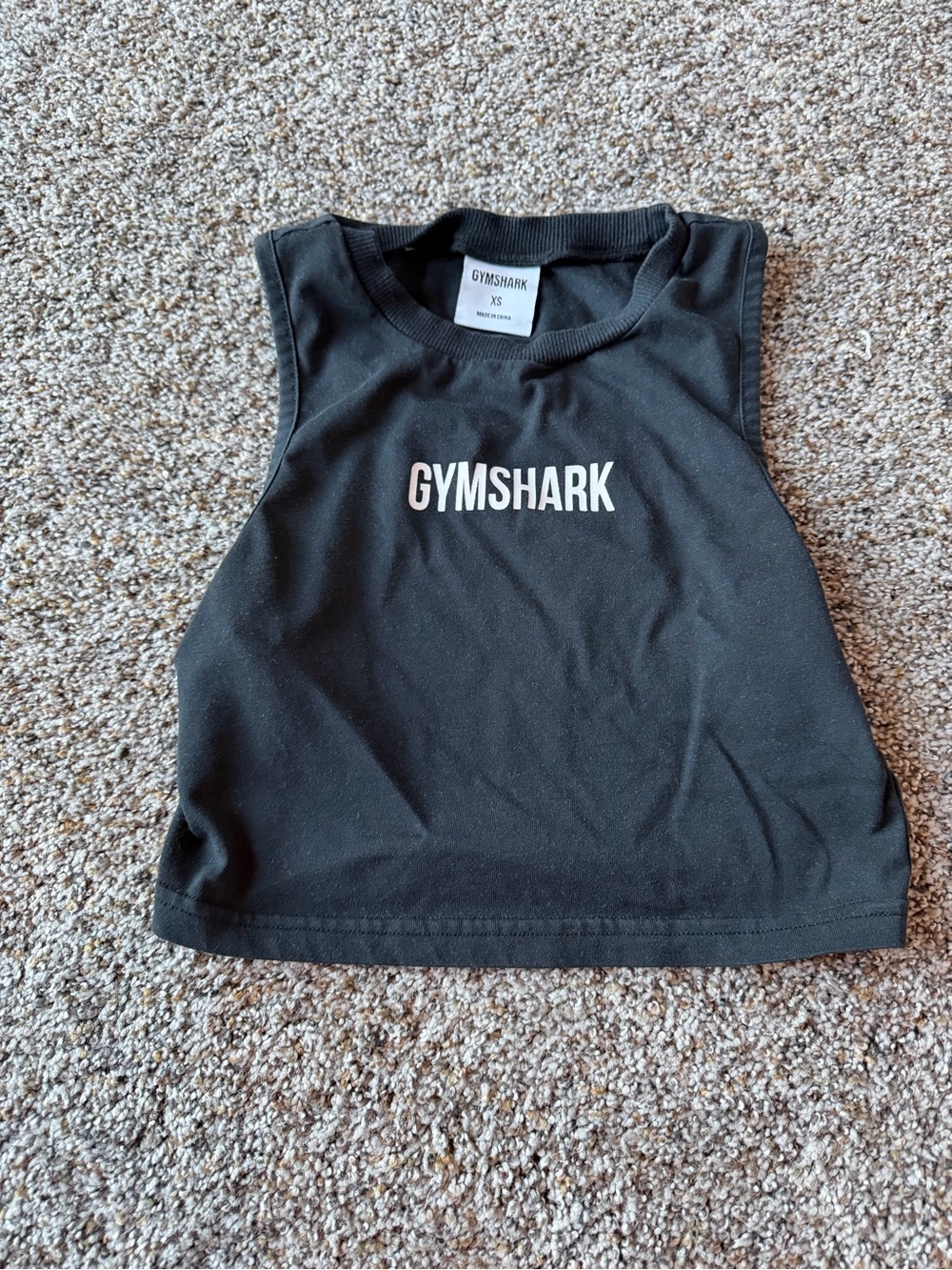 Gymshark Women's XS Black Cropped Muscle Tank Top White Logo